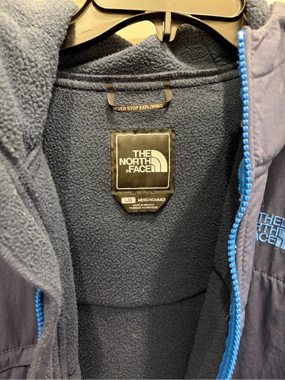 The North Face Men's Navy Fleece Hooded Jacket - Size L